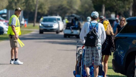 Families gathered along the oceanfront at Myrtle Beach State Park for a colorful day of kite flying during the annual Kite Festival.