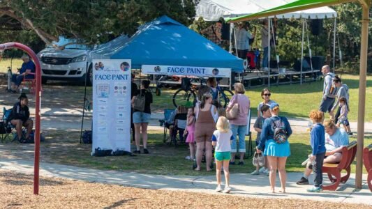 Families gathered along the oceanfront at Myrtle Beach State Park for a colorful day of kite flying during the annual Kite Festival.